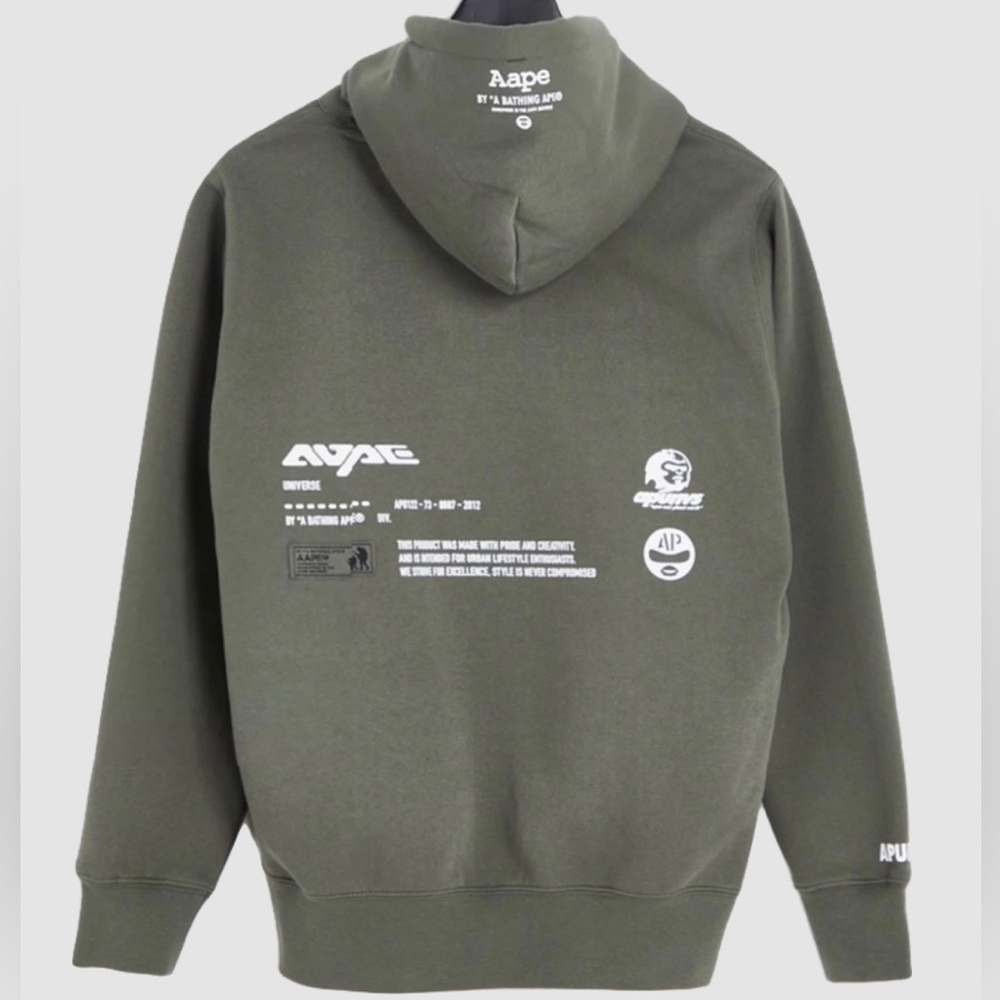 AAPE by A Bathing Ape emboss effect hoodie in green. New without tags.